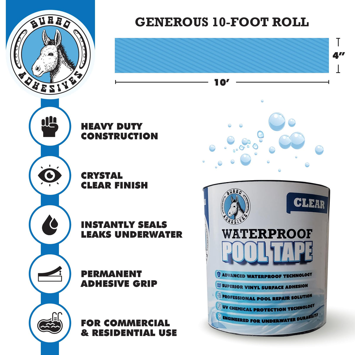 Pool Patch Burro Adhesives underwater sealing closeup for performance