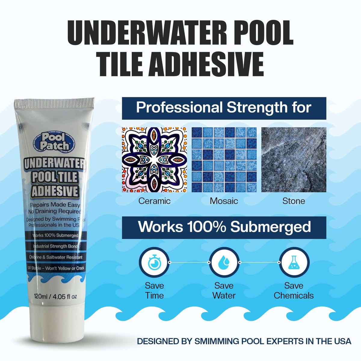 Pool Patch ceramic tile bond delivers strong adhesion for ceramic tiles