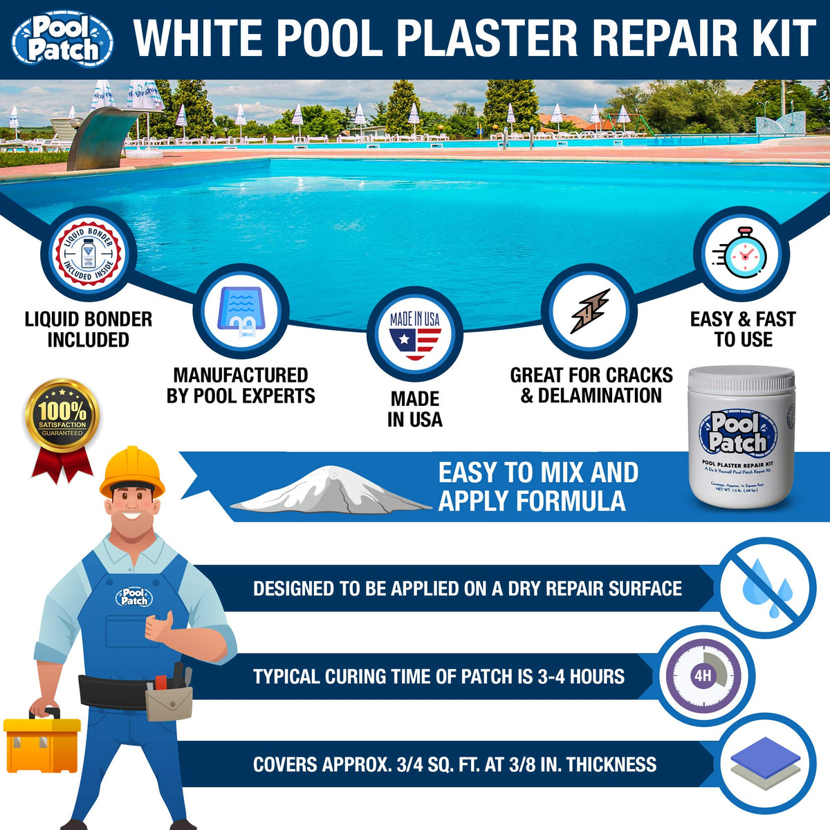 Pool Patch liquid cement bonder bottle to boost bonding on repairs