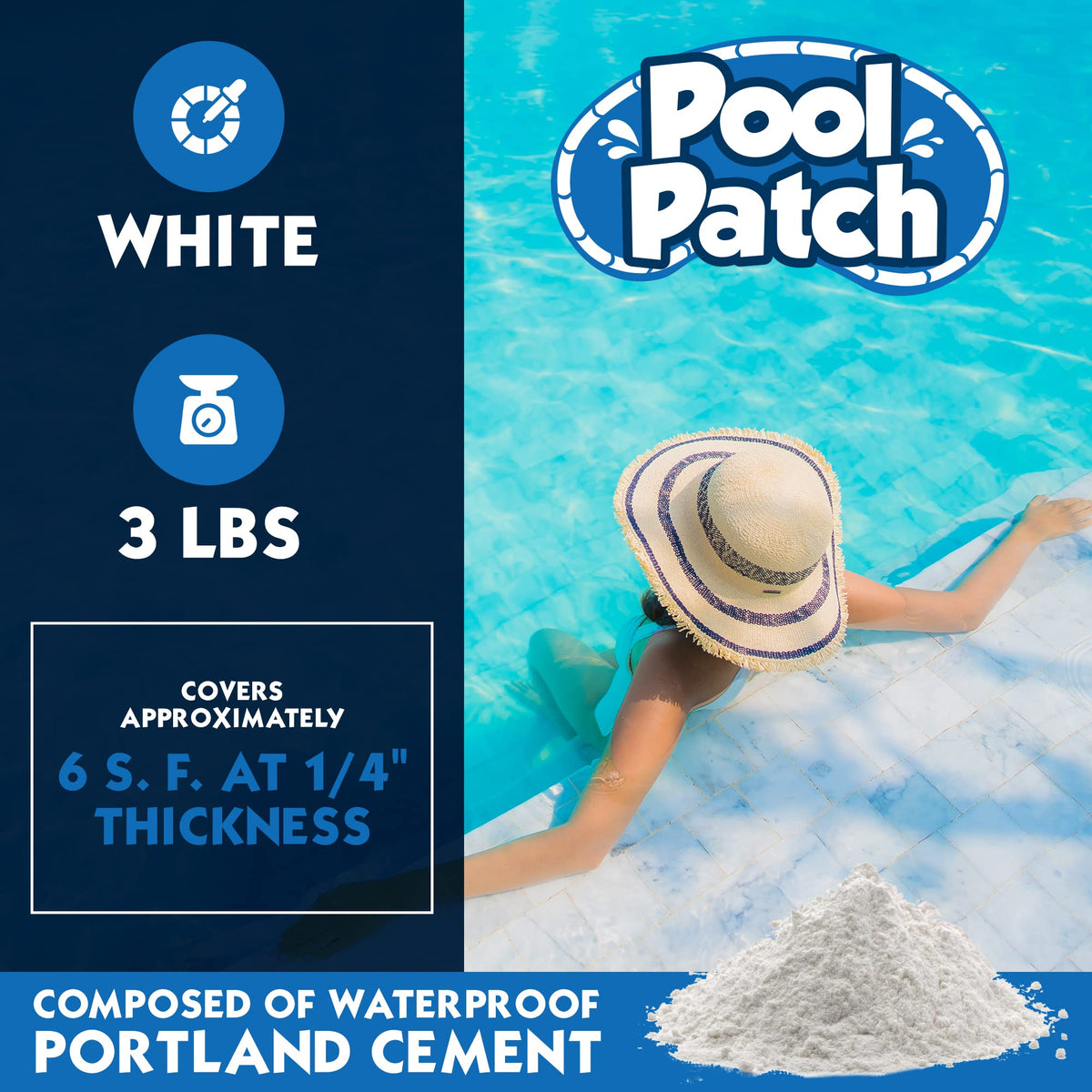 Pool Patch quick-drying tile bond enabling faster pool restoration.