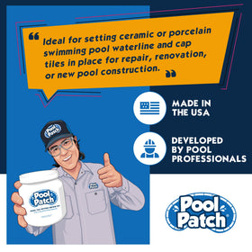 Pool Patch renovation waterline tile adhesive for secure tile upgrades.