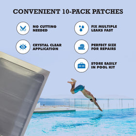 Seals holes, tears, and gaps on residential and commercial vinyl pools.