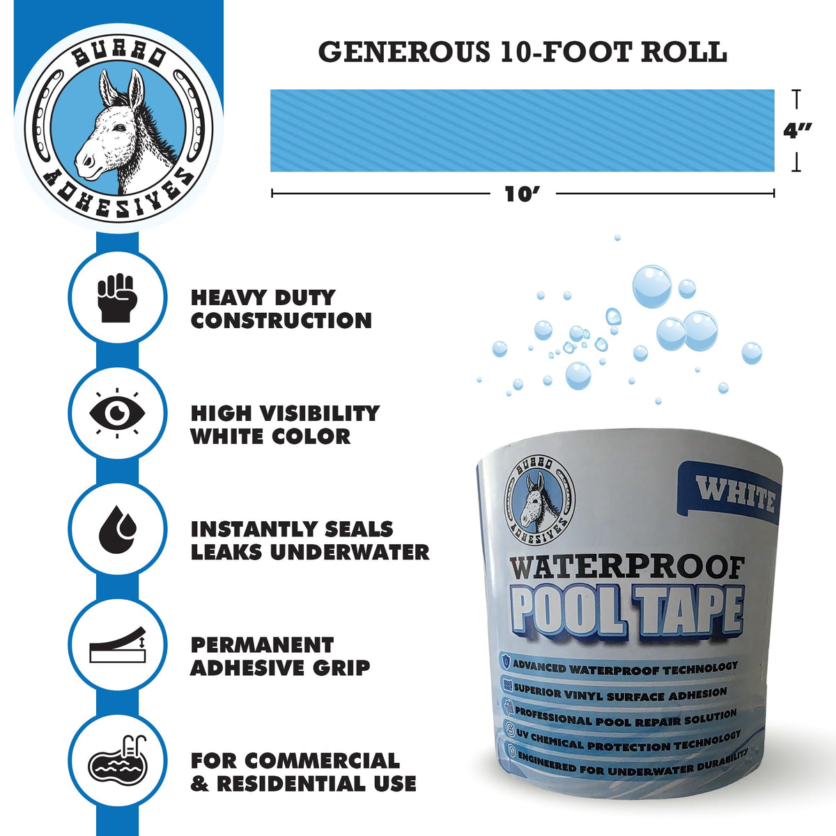 Pool Patch underwater application seals leaks while submerged