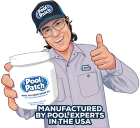 Pool Patch white tile grout cures quickly with strong bond and color retention.