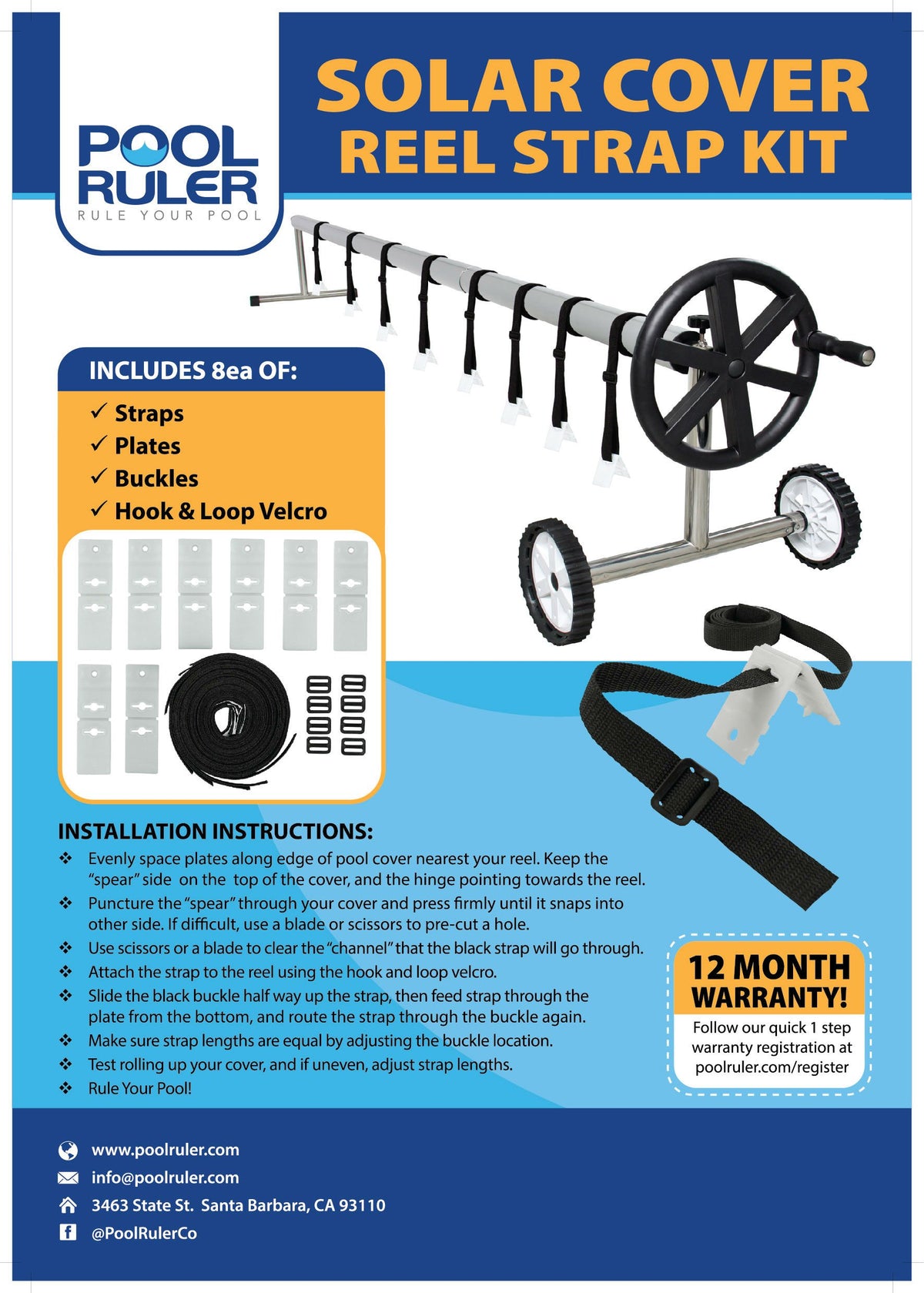 Pool Ruler easy install instructions shown on packaging