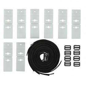 Pool Ruler solar cover reel attachment kit components laid out for quick setup