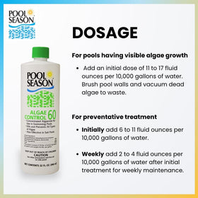 Pool Season Polyquat 60 works with chlorine, bromine, and salt systems