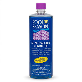 Pool Season Super Water Clarifier bottle pour improves clarity instantly
