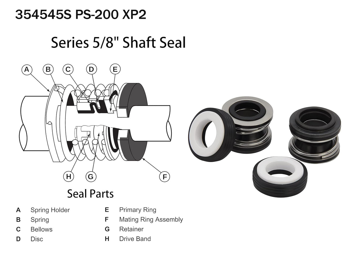 Pool-spa pump label confirms model compatibility and size 5/8 inch.
