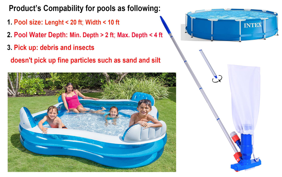 Pool Supply Town 6-section poles extended for easy reach cleaning