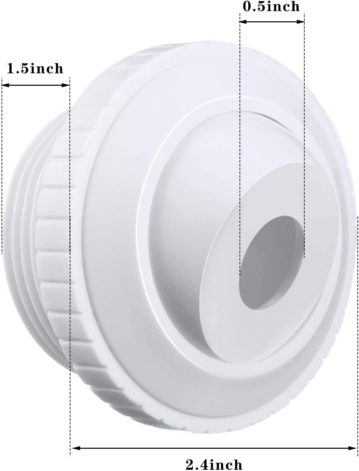 Pool Supply Town half-inch-opening MIP-thread fitting for easy installation.