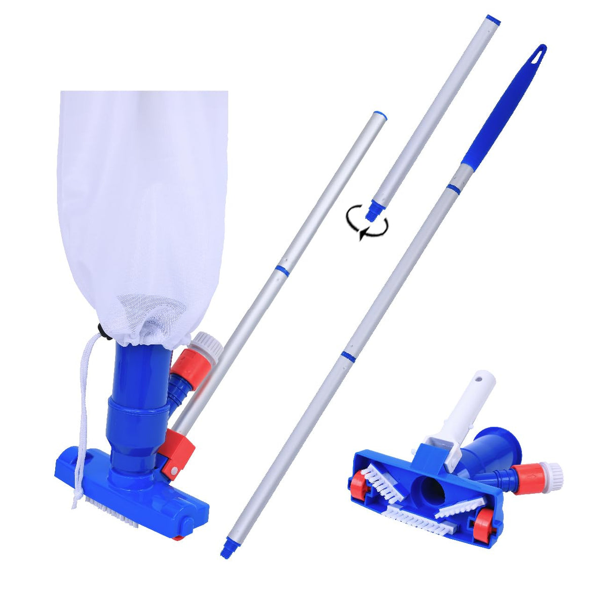Pool Supply Town jet vacuum with 57in poles ready for pool debris cleanup