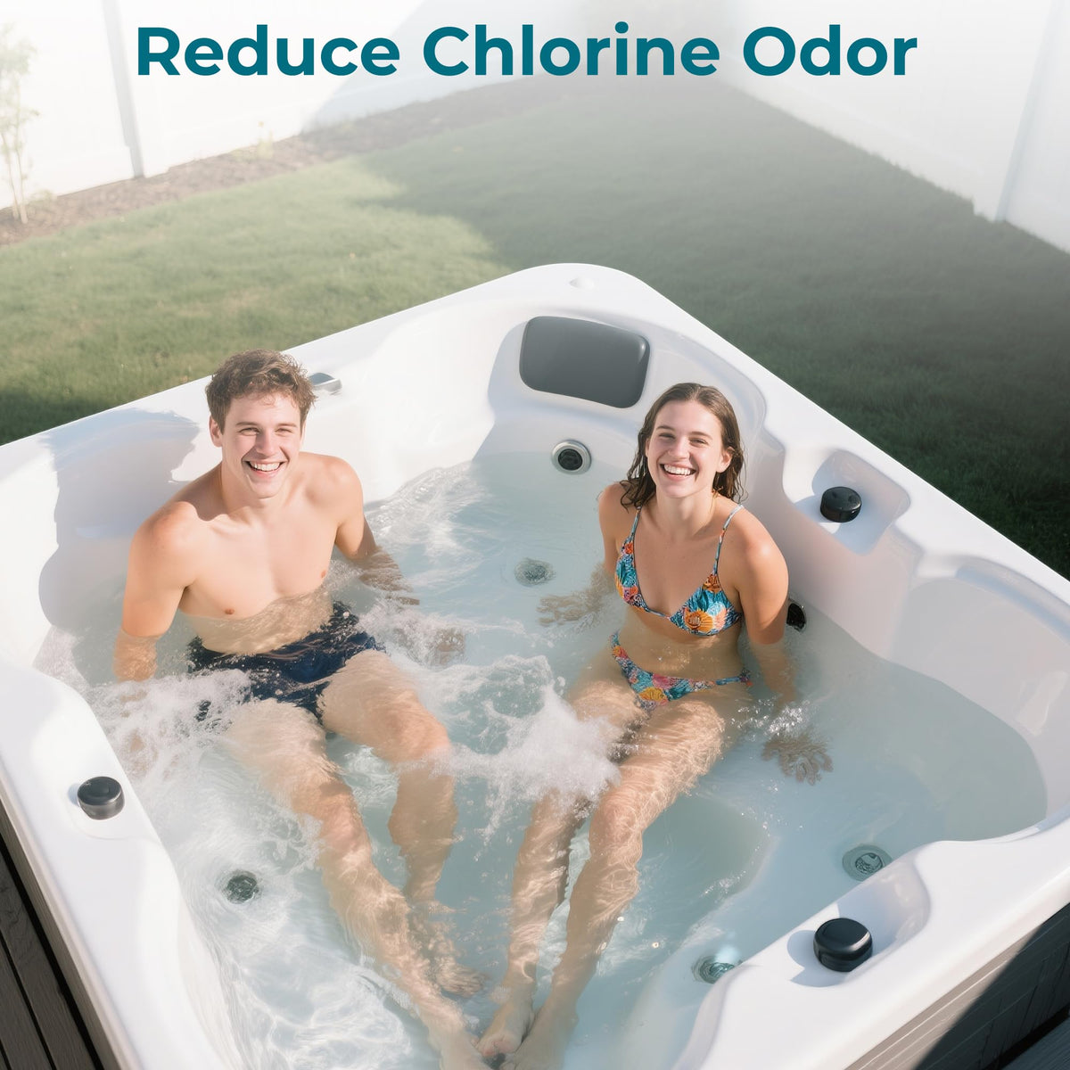 POOLACC Bromine Booster in hot tub water suggests faster sanitizer activation.