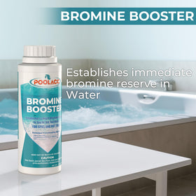 POOLACC Bromine Booster pouring measure showing convenient dosing for easy use.