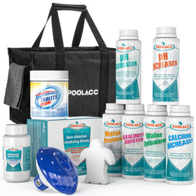 Poolacc Bromine Hot Tub Starter Kit front view with complete spa maintenance tools.