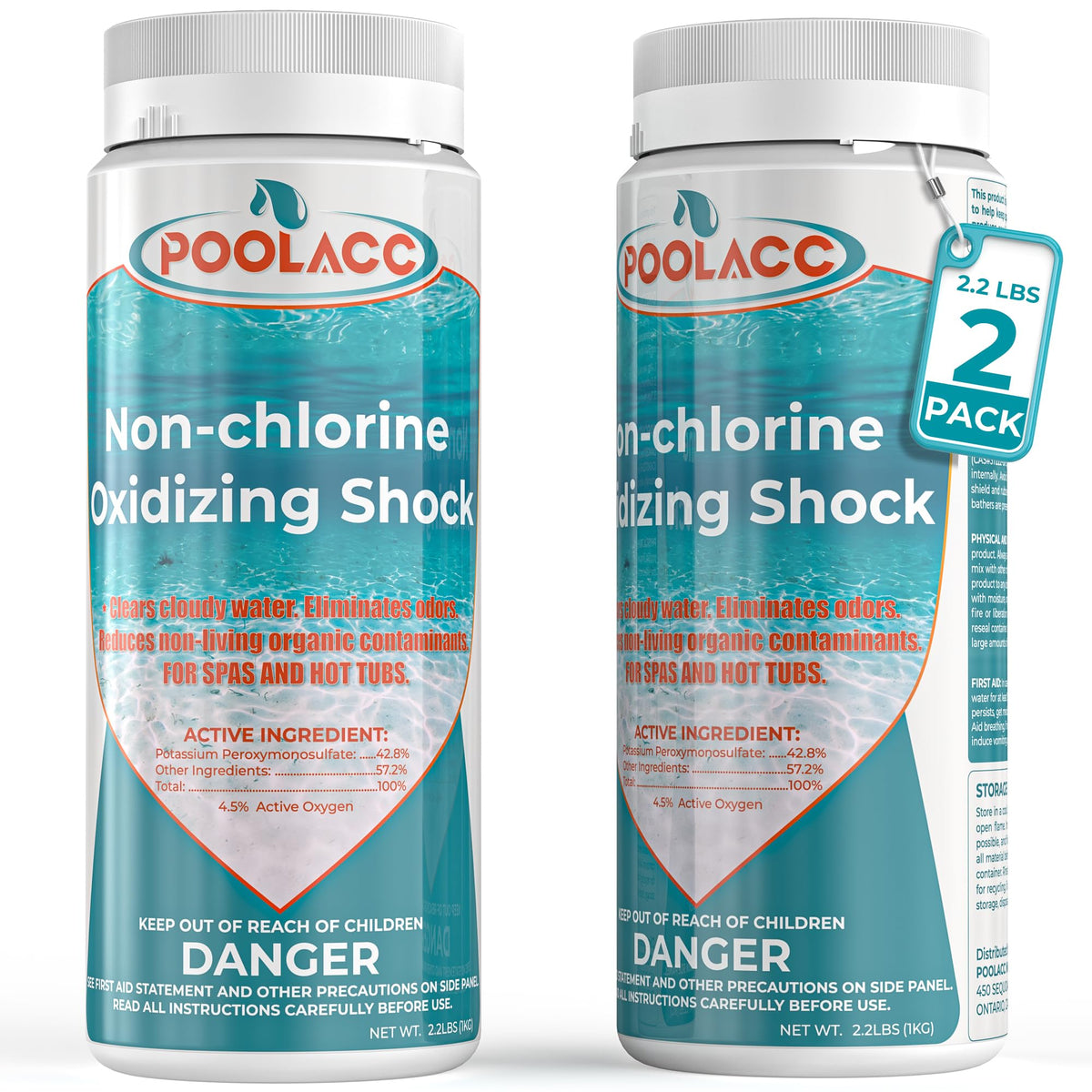 POOLACC non chlorine spa shock dissolves quickly for fast water clarity