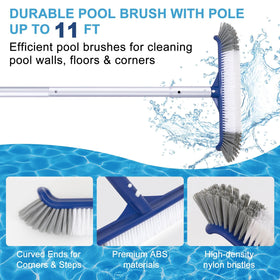 Poolaza 10.5-foot aluminum pole provides extended reach for hard-to-reach areas.