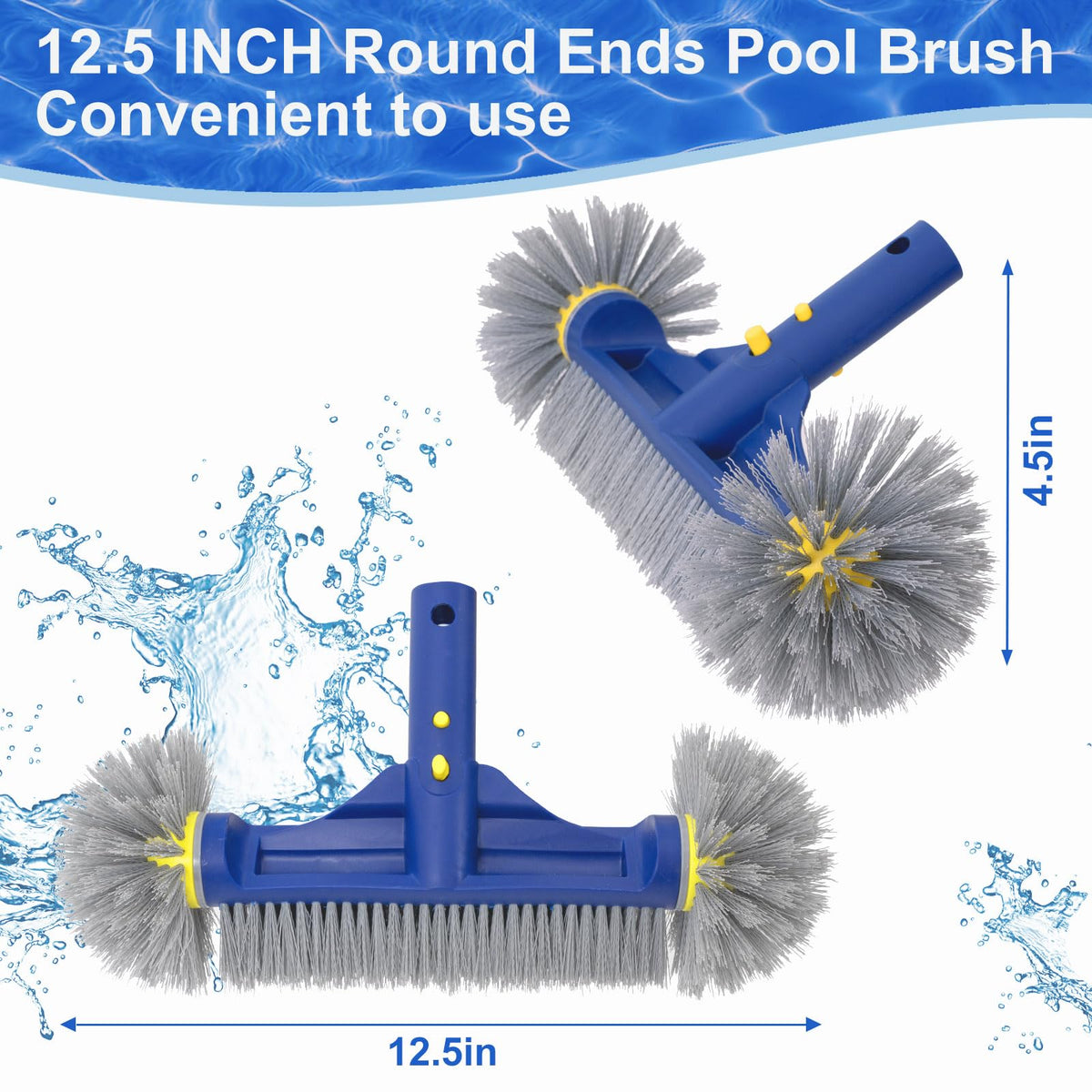POOLAZA 12.5-inch brush head provides broad coverage for pools.