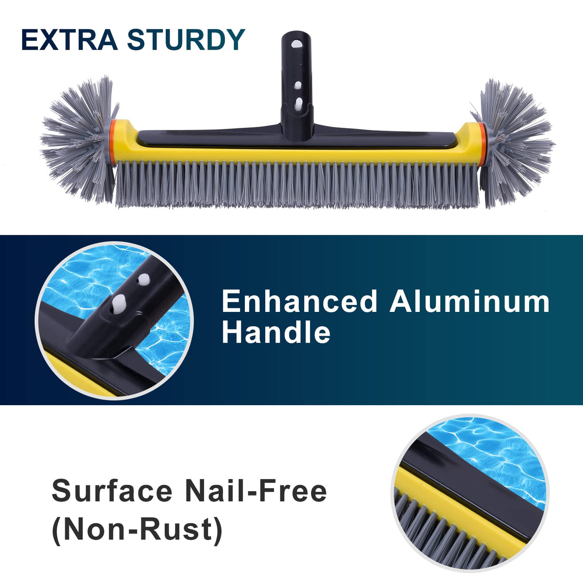 POOLAZA 17.5-inch wide sweep covers more pool area per pass.