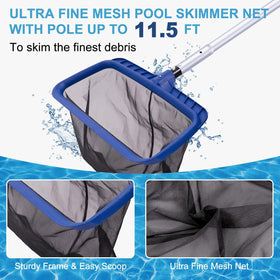 Poolaza 17.5-inch pool brush head cleans walls and corners thoroughly.