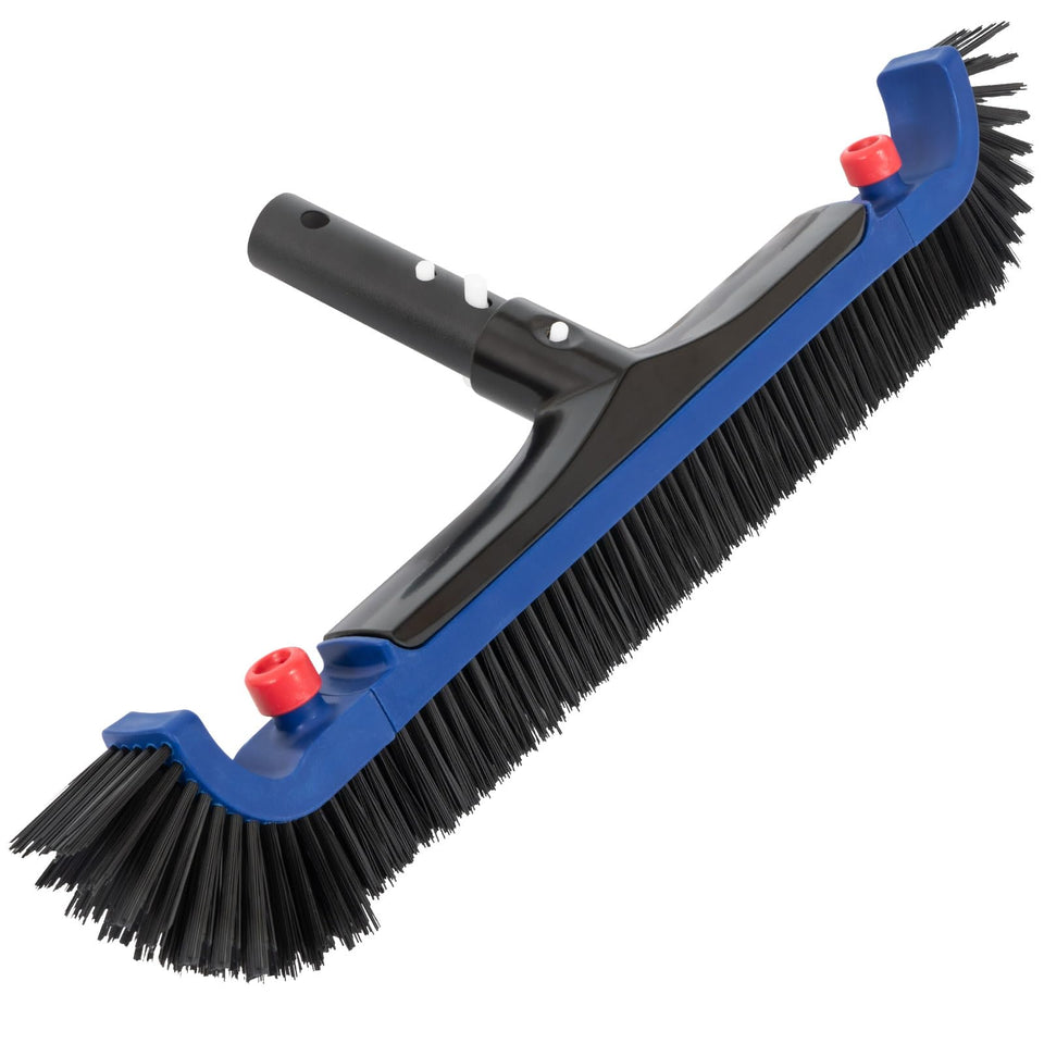 POOLAZA 20-inch pool brush head curved ends scrubs walls effectively.
