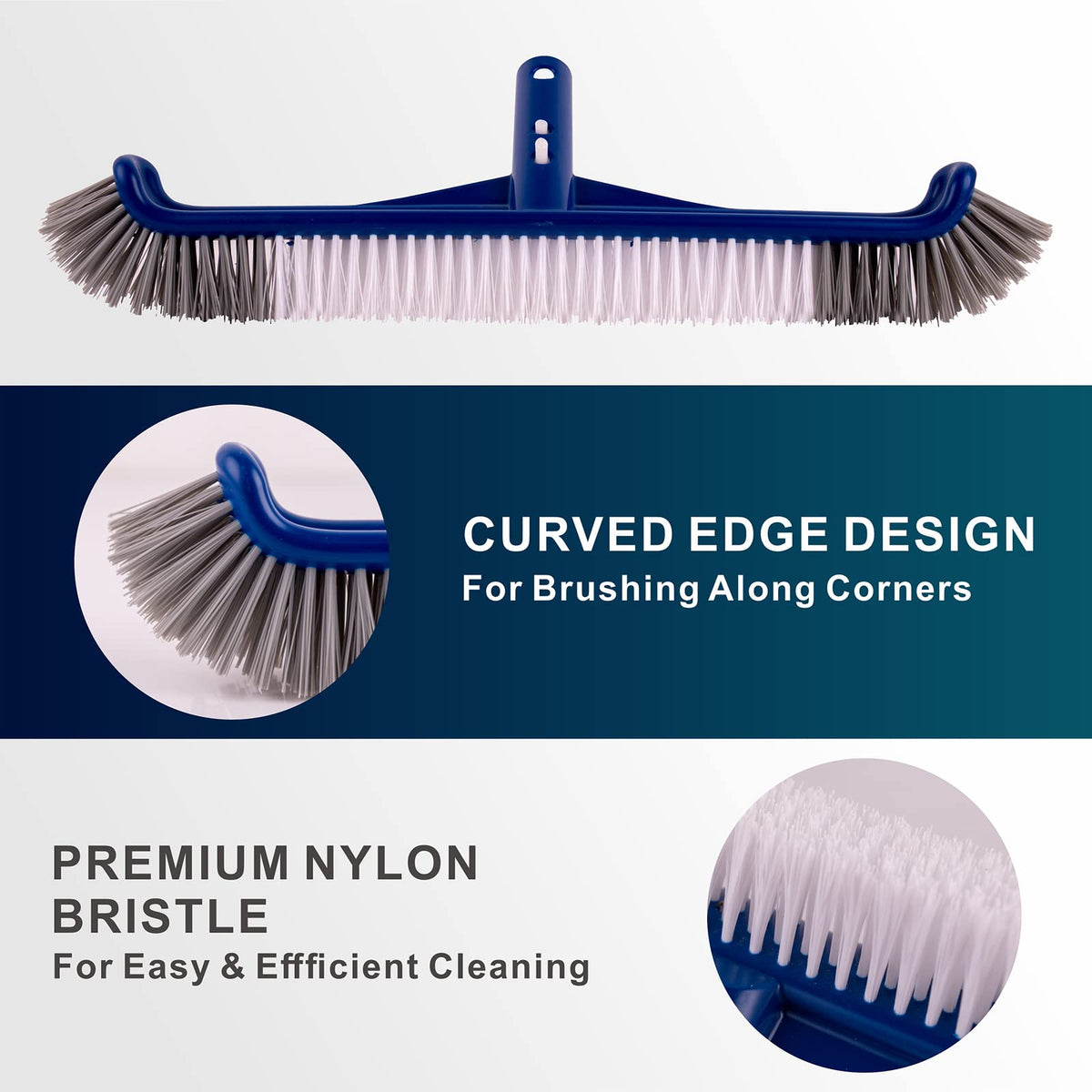 Poolaza 45-degree angled handle provides comfortable cleaning motion