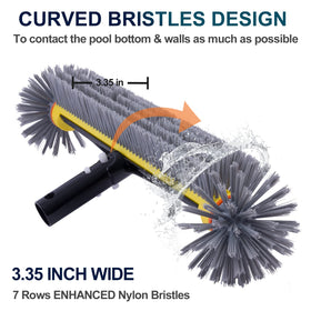 POOLAZA reinforced aluminum handle at 45-degree angle for comfortable scrubbing.