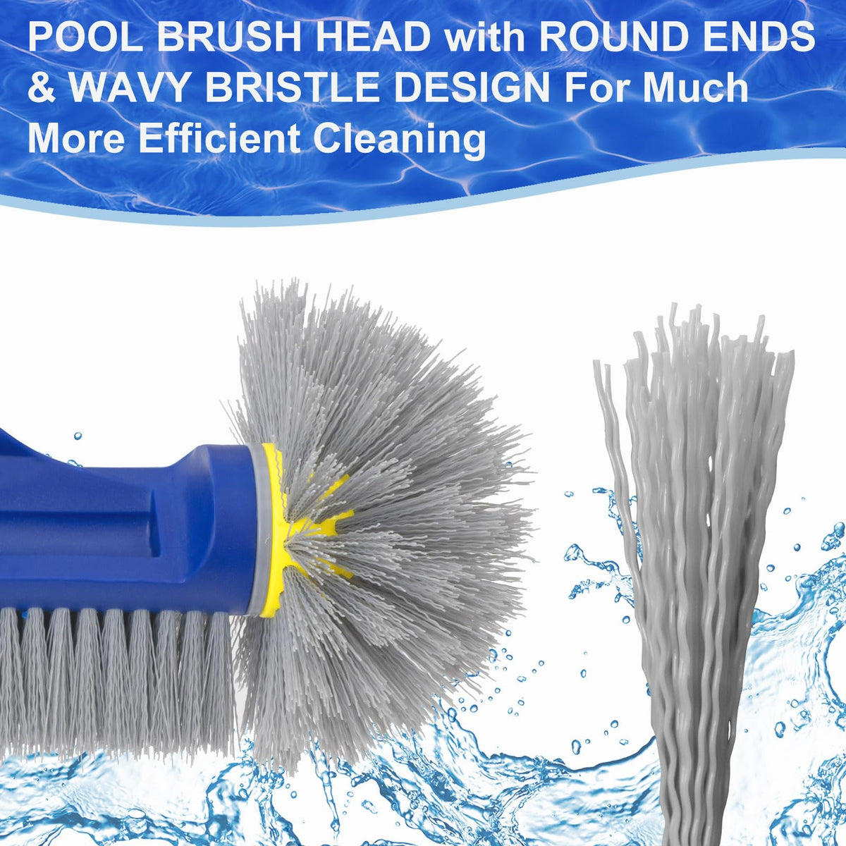 POOLAZA curved bristle design increases contact on pool floors and walls.
