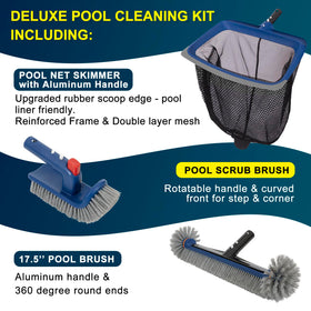 Poolaza Deluxe 17.5-inch brush head cleans walls, floors, and steps.