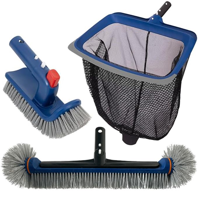 Poolaza Deluxe skimmer net with rubber edge for efficient debris removal.