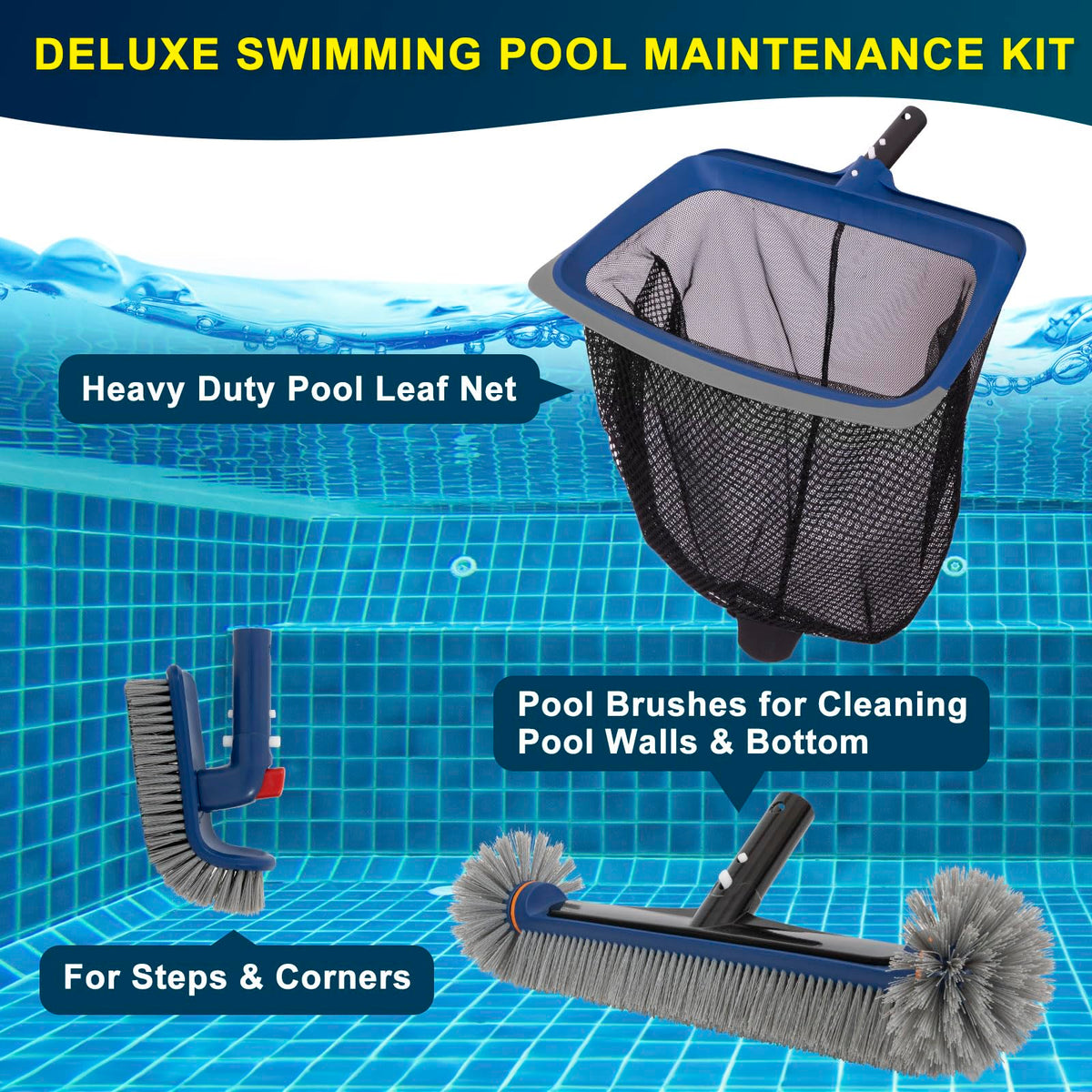 Poolaza Deluxe kit compatible with standard pool poles.