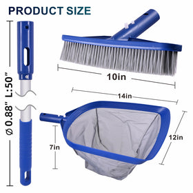 Poolaza durable pool brush head cleans walls, floors, and corners with nylon bristles.