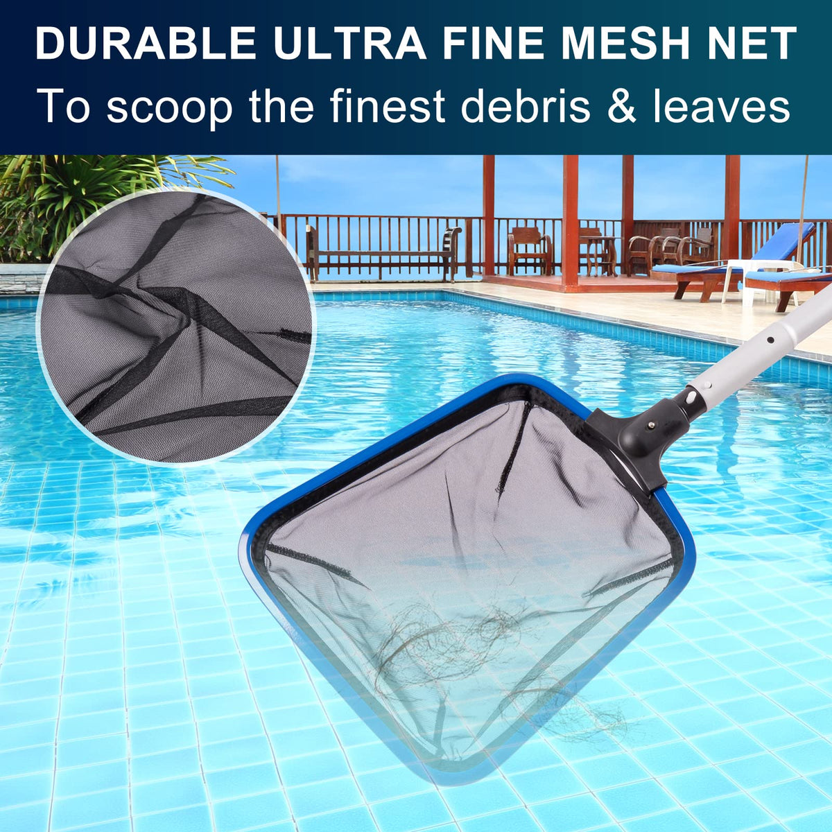 PoolAZA Easy-fit to standard pool poles for safe setup.