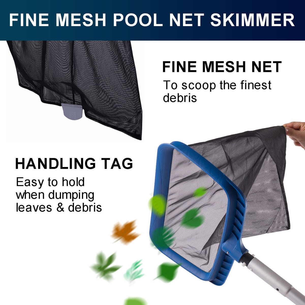 Poolaza Easy-scoop edge skimmer makes debris pickup quick and simple