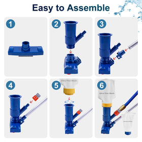 Poolaza includes garden hose adapters for simple, electricity-free suction.