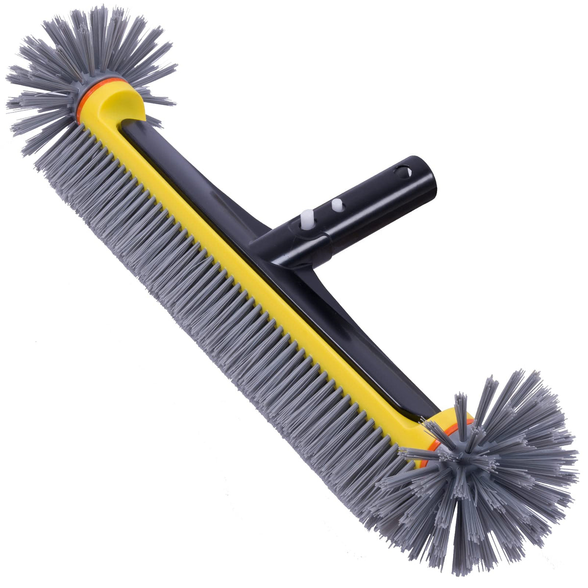 POOLAZA pool brush head with round ends for precise corner cleaning.