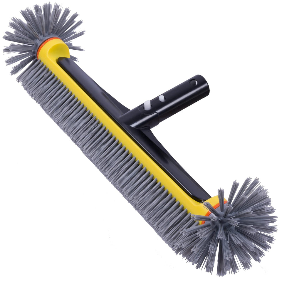 POOLAZA pool brush head with round ends for precise corner cleaning.