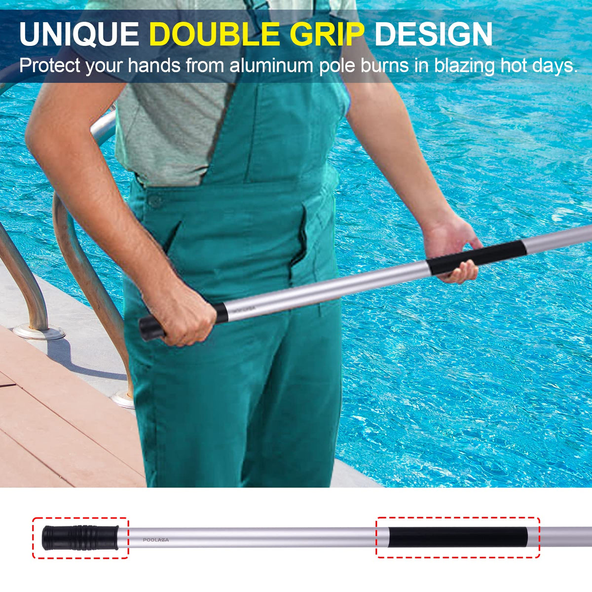 Poolaza four-section detachable design for compact storage