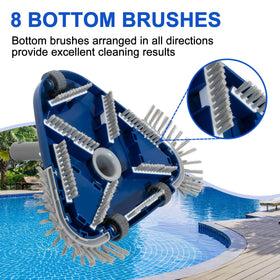 POOLAZA pool vacuum head eight bottom brushes scrub the floor