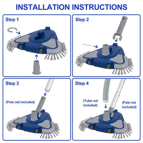 POOLAZA pool vacuum head weighted body maintains floor contact