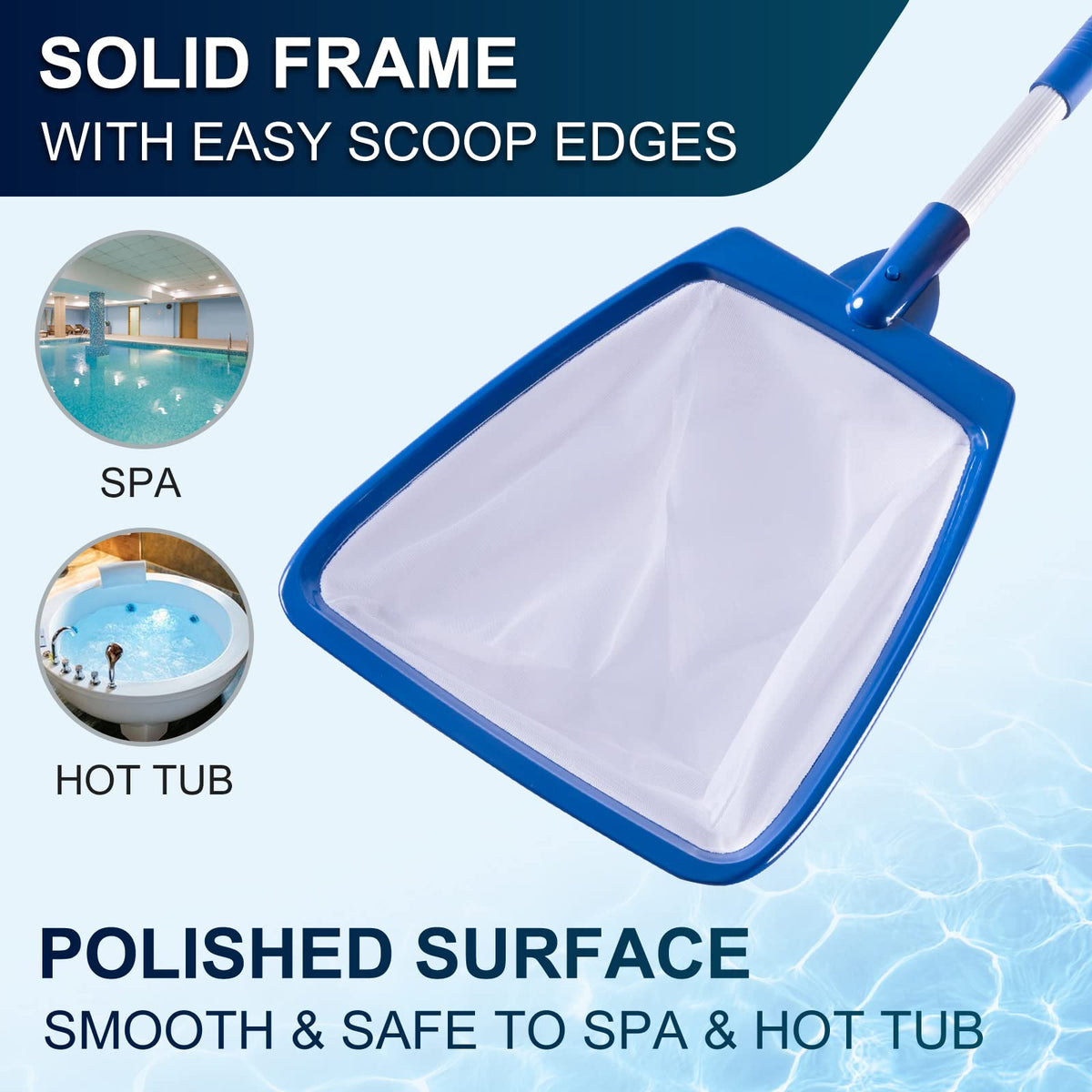 POOLAZA ultra-fine mesh net catches fine debris with minimal splash