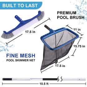 Poolaza ultra-fine mesh skimmer net captures fine debris around pool edges.