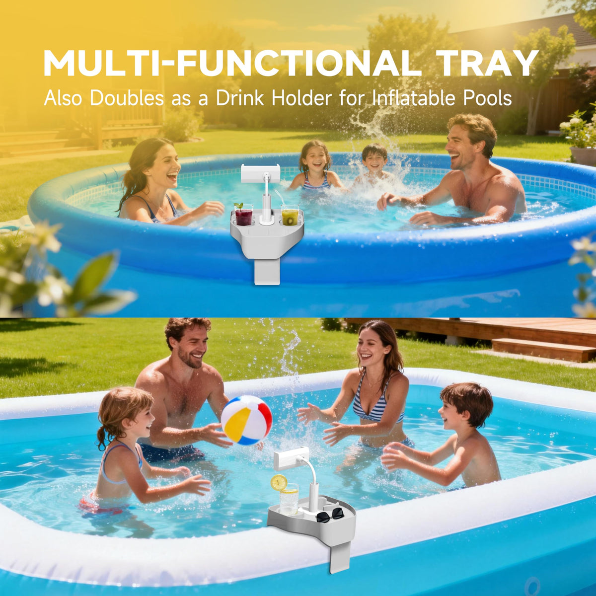 POOLCOMFT adjustable base clamps securely to tub wall for stability