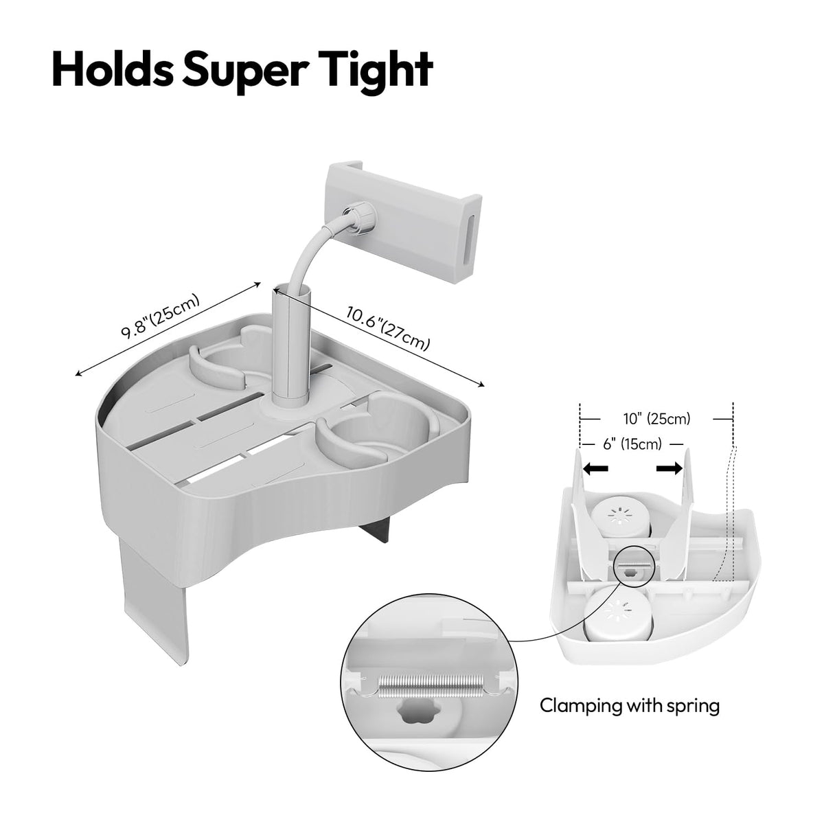POOLCOMFT sofa-tray setup used as a side table beside the spa