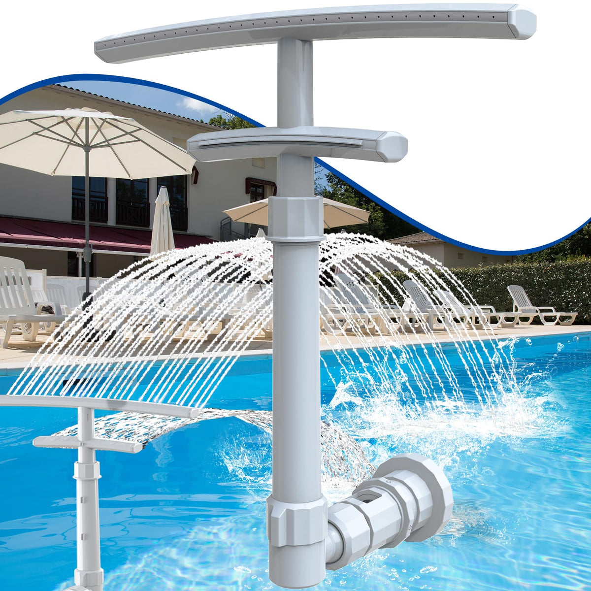 PoolCoolPro pool fountain with 360° swivel for customizable spray
