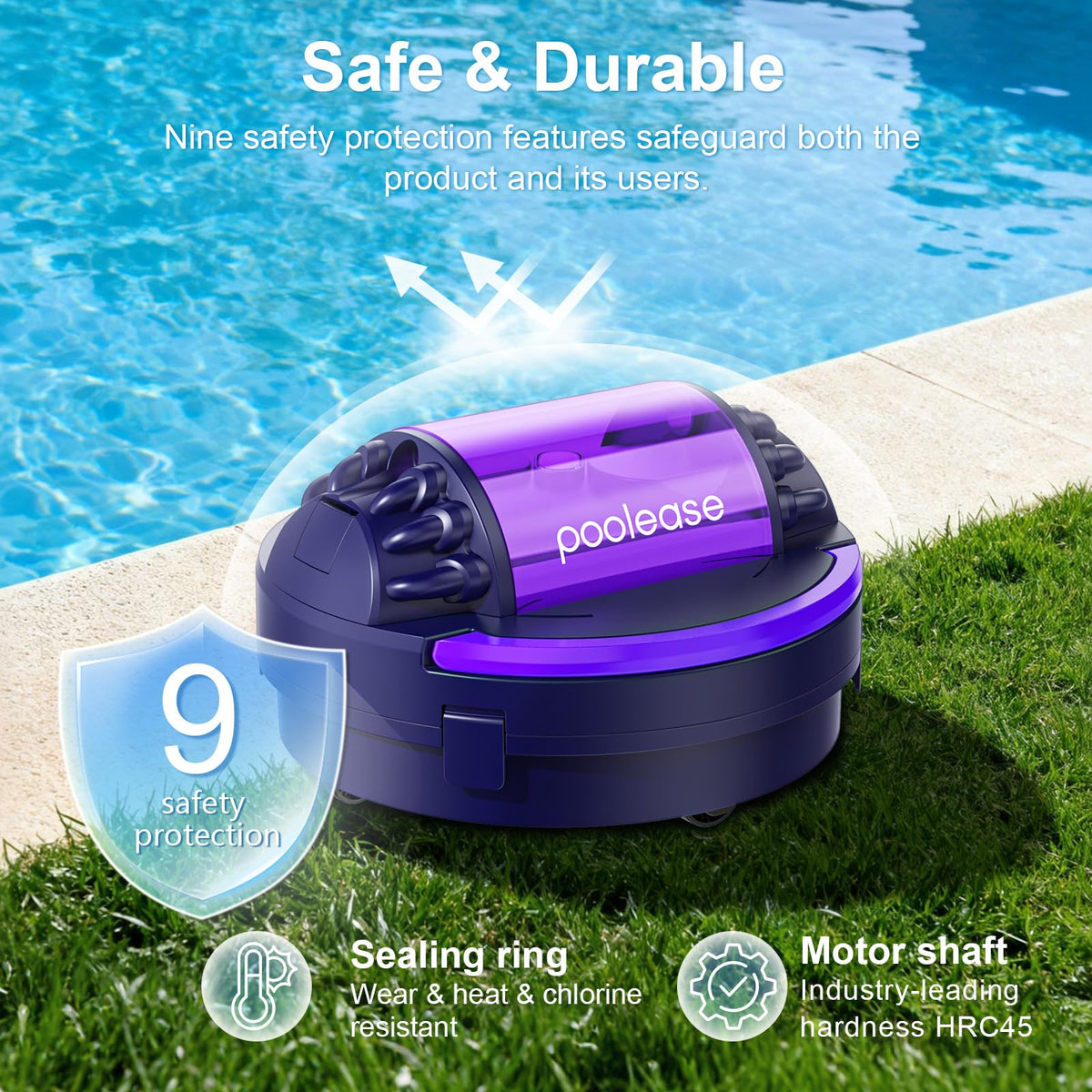 Poolease X1 auto-dock charging station for hands-free return.