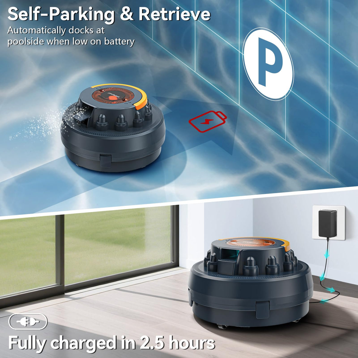 Poolease X2 pool-floor cleaning covers 538 sq ft per cycle.