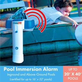 PoolEye Immersion Alarm underwater sensor demonstrates submerged motion detection for safety.