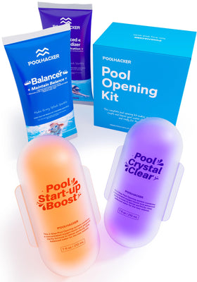 POOLHACKER 5-in-1 kit box demonstrates quick pool openings