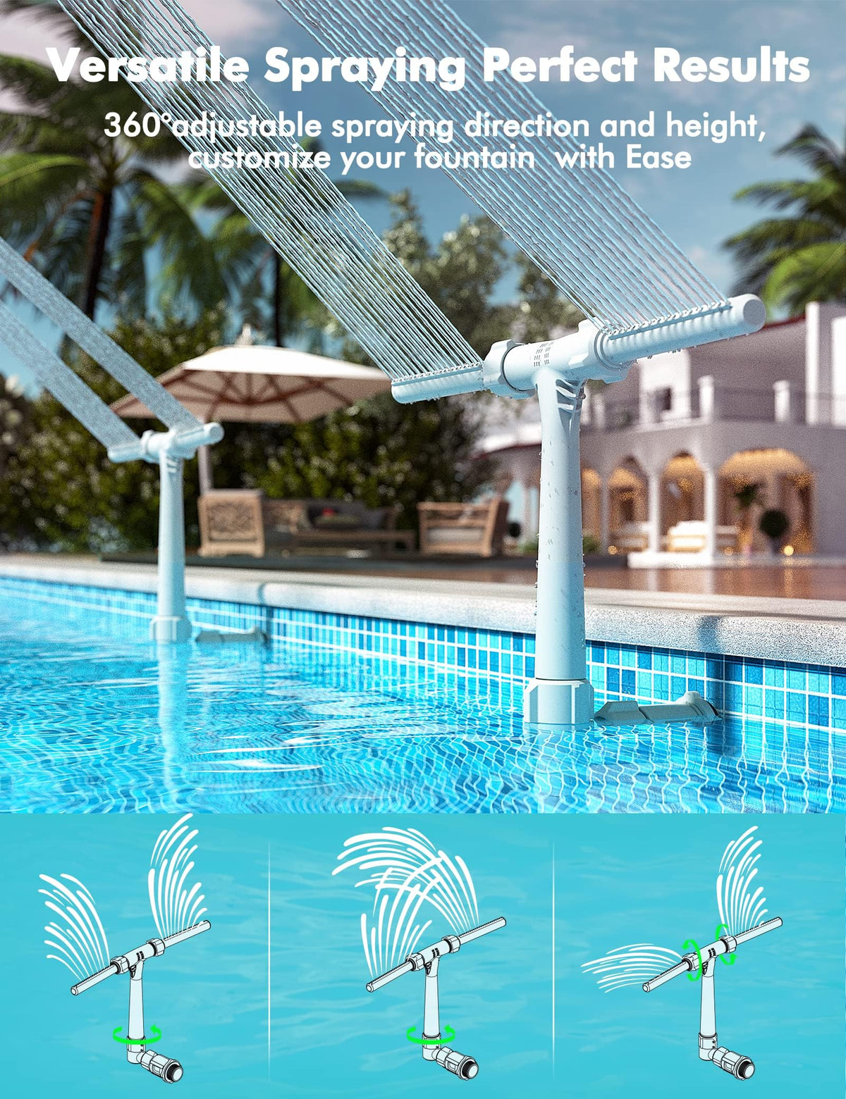 POOLHACKER adjustable waterfall direction featured for flexible layouts.